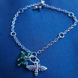 Silver and Green Charm Bracelet